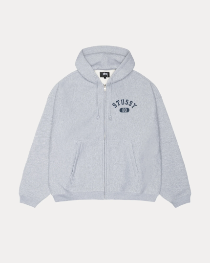 Stussy Varsity Heather Grey Zip Hoodie