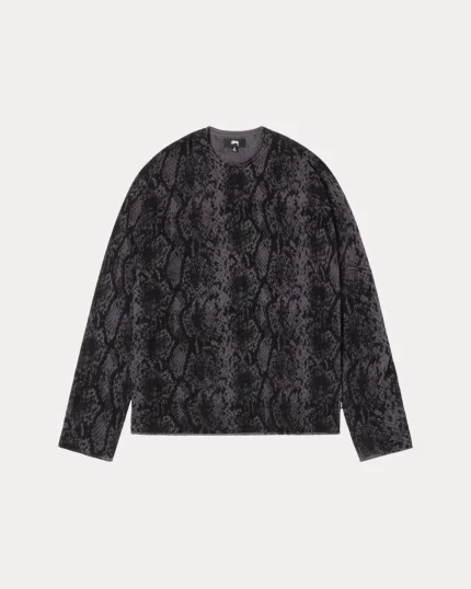 Stussy Python Knit Crew Charcoal Sweatshirt