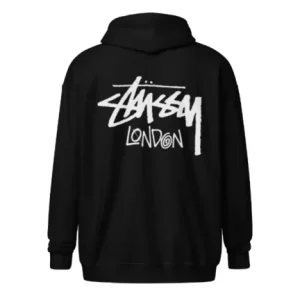 Stussy London Zip Up Black Hoodie