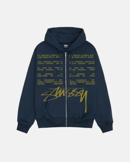Locations Zip Navy Hoodie