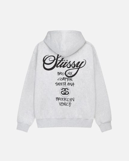 STUSSY WORLD TOUR HOODIE GREY
