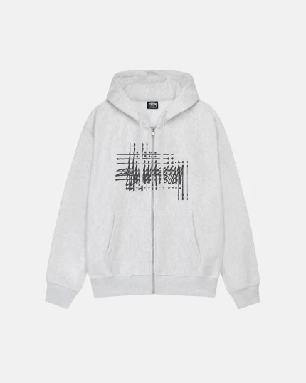 STUSSY REFRACTED ZIP HOODIE WHITE