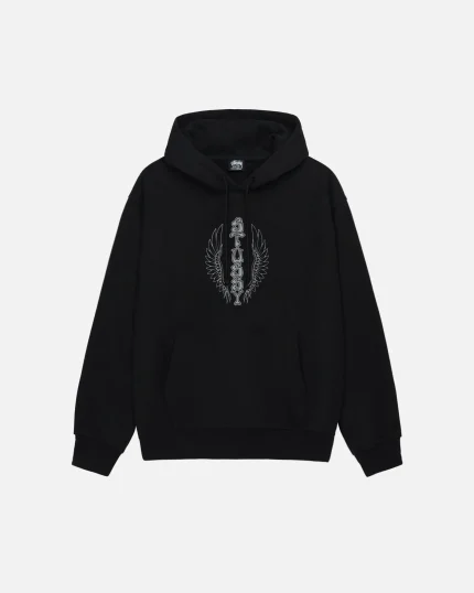 STUSSY WES WINGS HOODIE BLACK